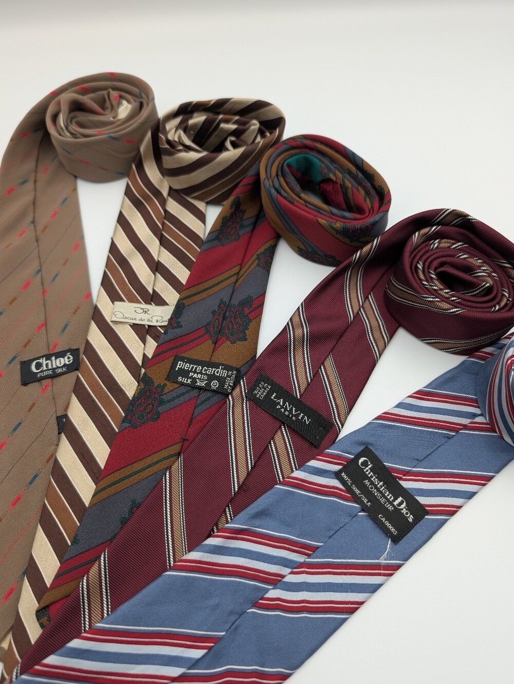 Vintage Assorted Designer Men's Silk Ties Dior Chloe Lanvin Cardin De LaRenta